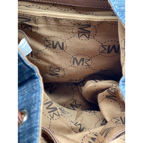 Michael Michelle Hand Painted Denim Backpack Floral NWT Paris Print Handbag - Picture 8 of 13